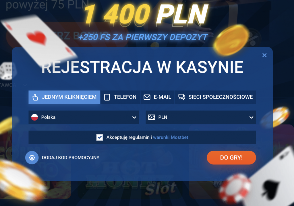 Rejestracja w Kasynie MostBet